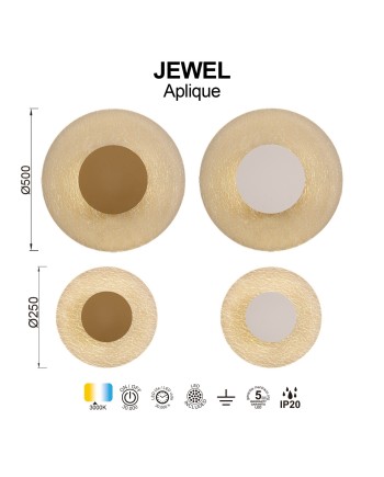JEWEL * APLIQUE LED 12W - PINTURA ORO